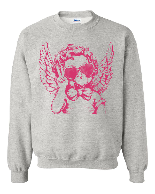 Retro Cupid Graphic Crewneck Sweatshirt