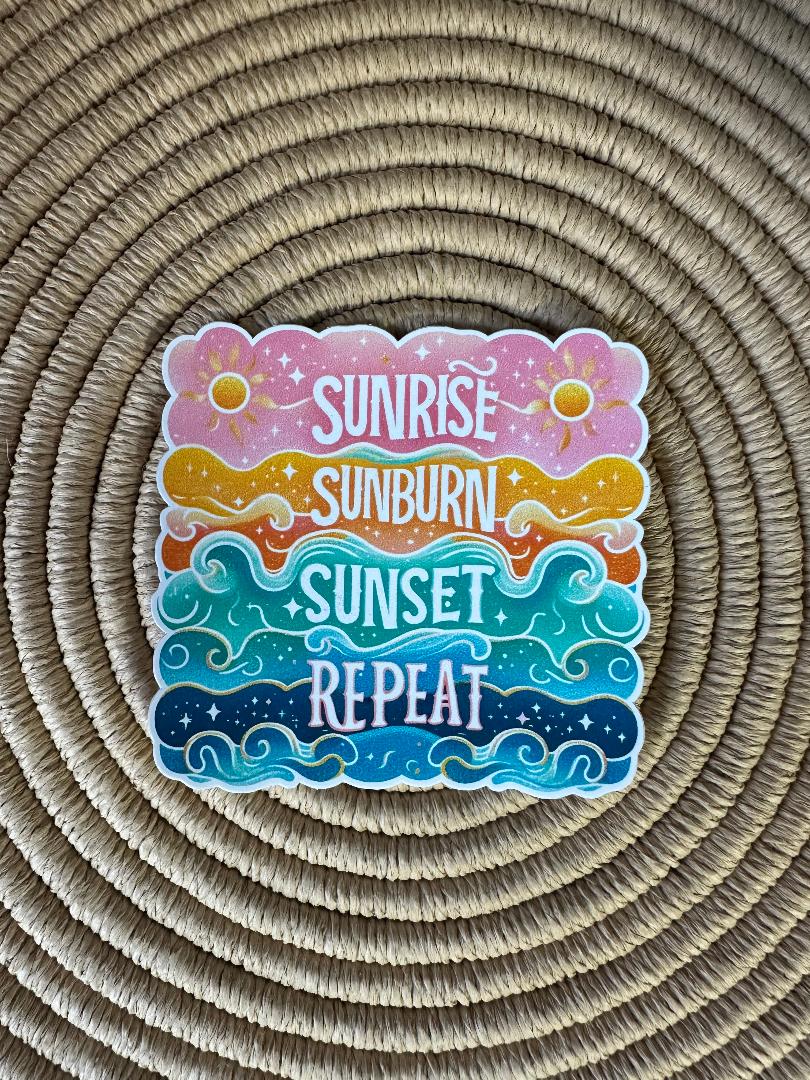 Sunrise Sunburn Sunset Repeat sticker