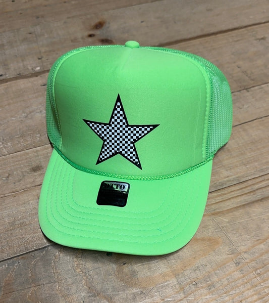 Checkered Star Trucker Hat
