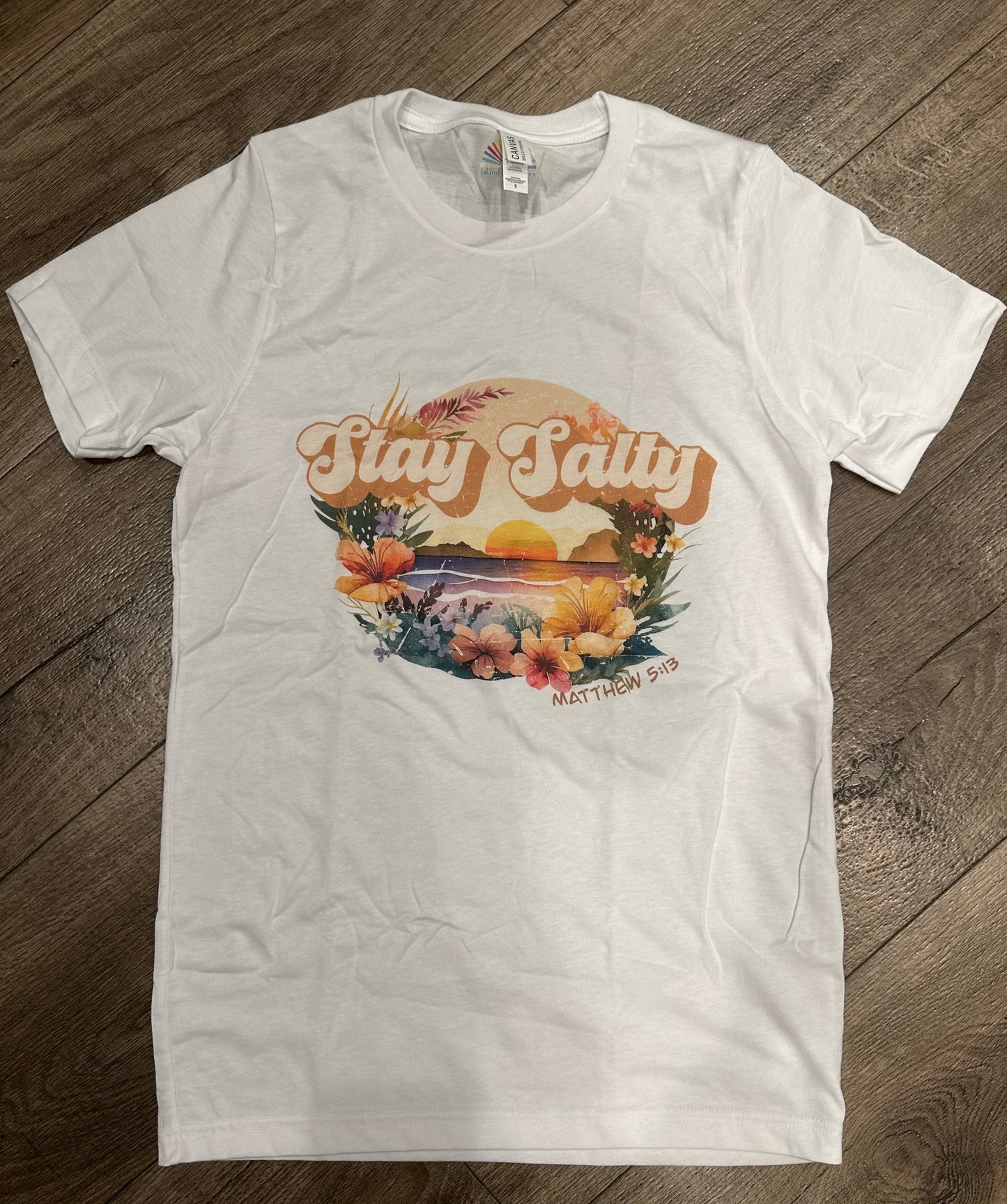 Stay Salty DTG printed on Bella + Canvas SS Tee