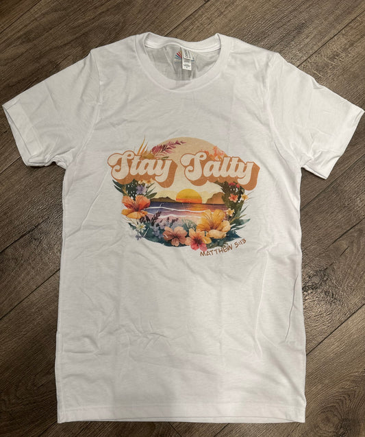 Stay Salty DTG printed on Bella + Canvas SS Tee