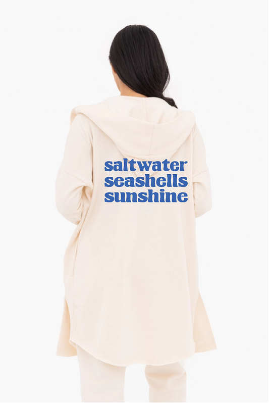 Saltwater Seashells Sunshine Mono B Long Sleeve Hooded Cardigan