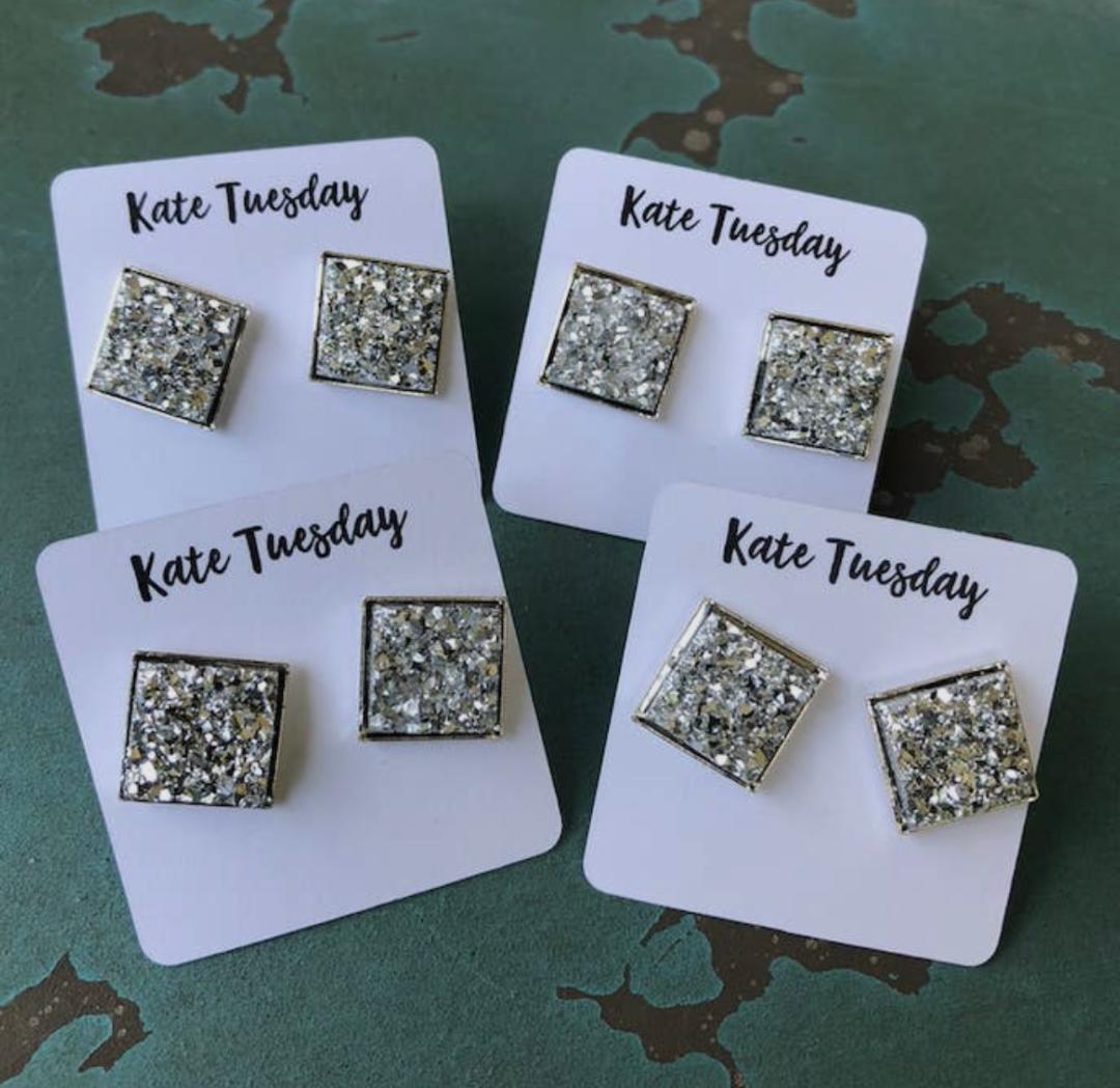 Silver Druzy Earrings