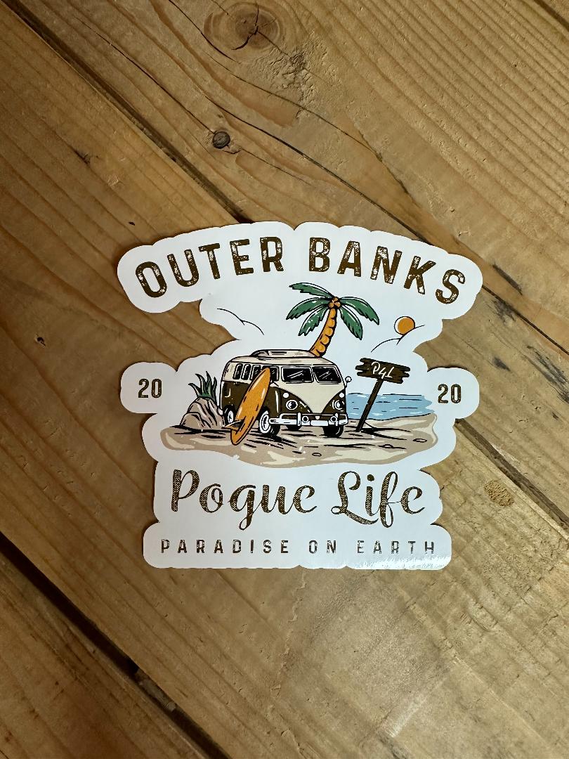 Outer Banks Pogue Life Paradise on Earth Sticker